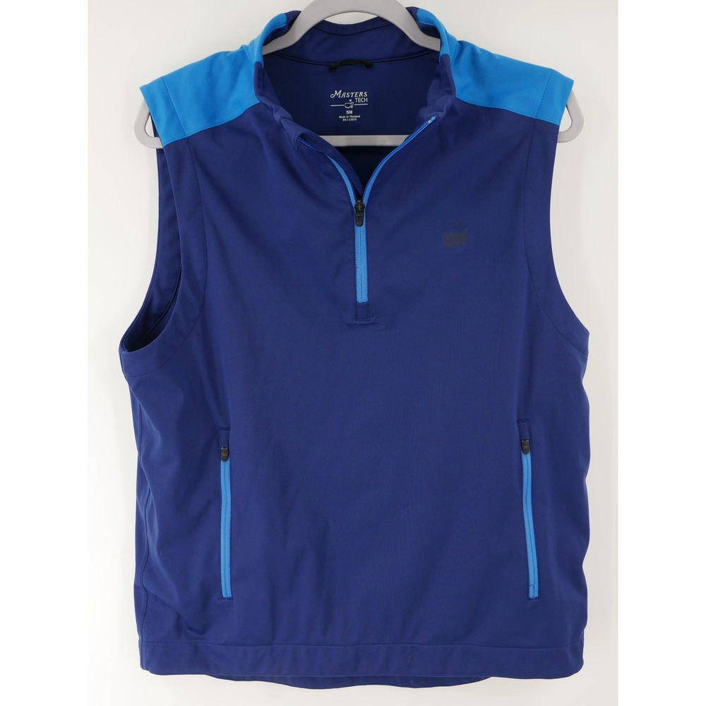 Masters Tech Vest Blue 1/4 Zip Golf Softshell Zip Pockets Lightweight Mens Small